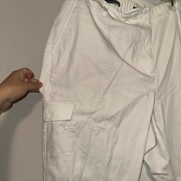 Talbots Supersoft Cargo Pants White Woman's Size 20WP Cotton Linen Blend Summer - Picture 7 of 12